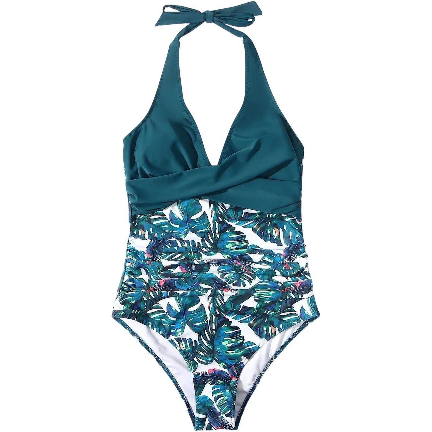 Tummy Control Swimsuit Cross Front Striped One Piece