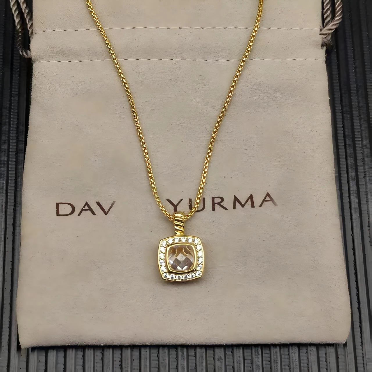 2025 New High-Quality Square Diamond Necklace and Earrings Set
