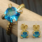 2025 New High-Quality Silver and Gold Color Set with 8mm Colorful Main Stone