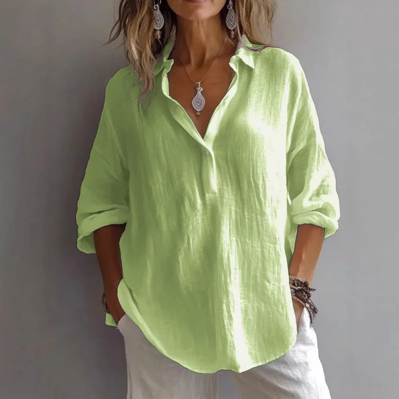 Fashion Long-sleeved Lapel Pullover Shirt Casual