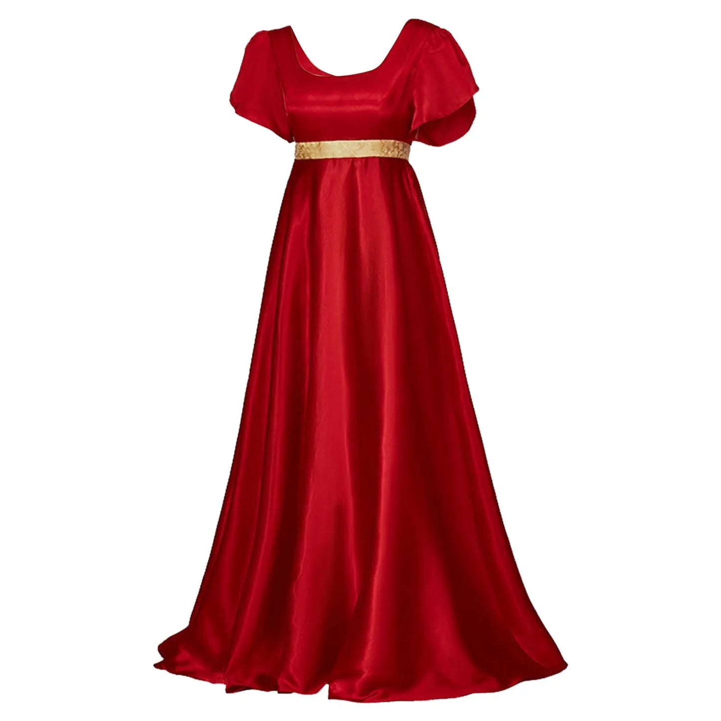 Medieval Vintage Satin Dress Short Sleeve High Waist Renaissance Dress