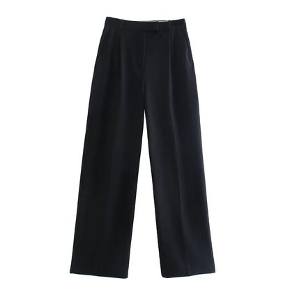Willshela Women Fashion Solid Front Zipper Straight Pants High Waist Full Length