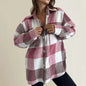 Fall Winter Classic Plaid Shirt for Women Plus Size Flannel Button Down Lapel Shirt
