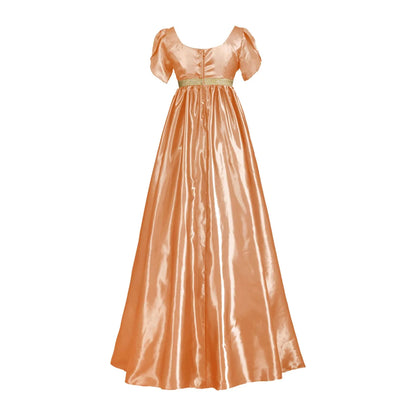 Medieval Vintage Satin Dress Short Sleeve High Waist Renaissance Dress