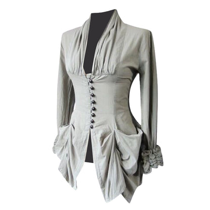 Gothic Shirt Medieval Stand Collar Ruffles Shirts