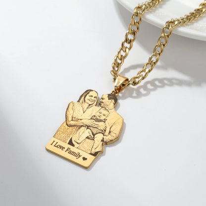 Custom Photo Engraved Necklace Personalized