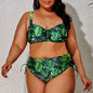 2024 Fashion Plus Size Bikinis New Floral Print Ruffle Two Pieces Swimwear