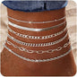 6PCS Ankle Bracelets for Women 14K Gold-plated  Anklets Stainless Steel