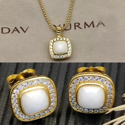 2025 New High-Quality Square Diamond Necklace and Earrings Set
