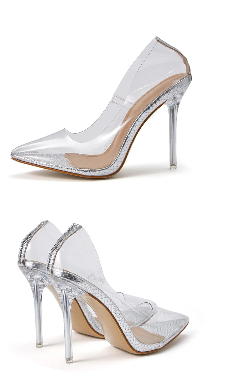 Eilyken Clear PVC Transparent Women's Stiletto High Heel Pointed Toes