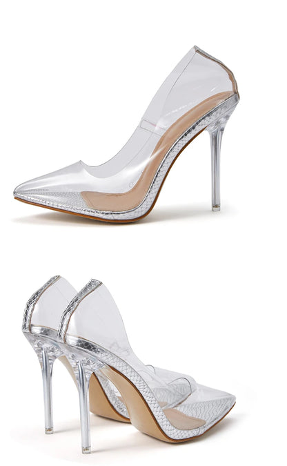 Eilyken Clear PVC Transparent Women's Stiletto High Heel Pointed Toes