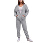 Women Long Sleeve Solid Color Hooded Sweatshirt and Pant