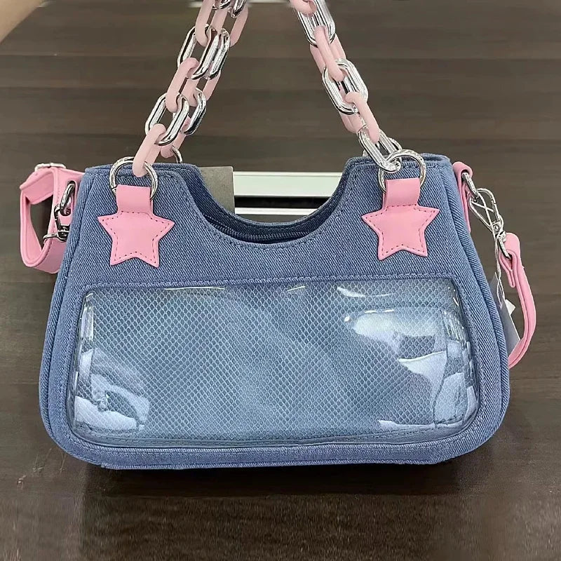 Fashion Shoulder Star Denim Bag