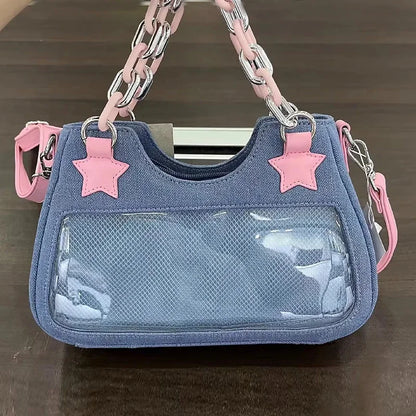 Fashion Shoulder Star Denim Bag