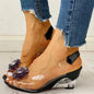 Female Shoes Leisure Transparent Crystal Diamond Slope Heel Sandals