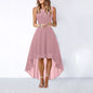 Bow Belt Elegant Irregular Length Women's Elegant Dress Sleeveless Chiffon