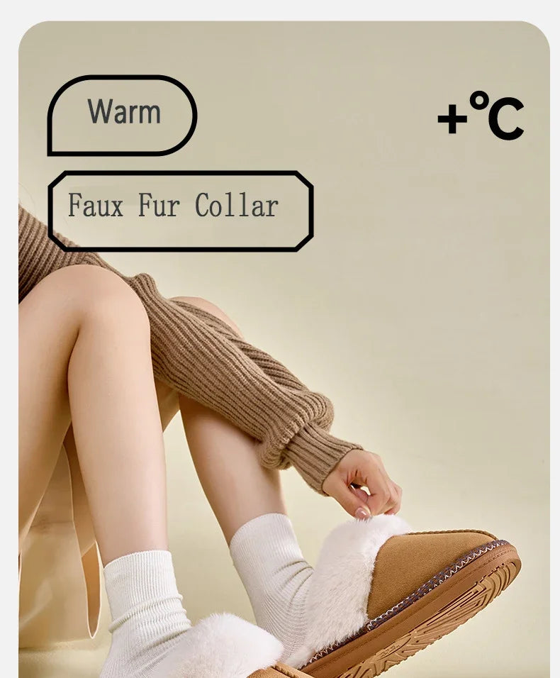 Winter Fur Cotton Slippers For Women Soft Comfort