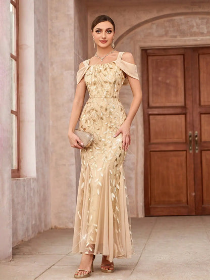 Elegant Off-Shoulder Sequin Mermaid Evening Dress