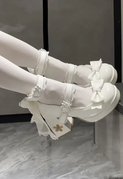 Lovely Girls Lolita Butterfly Knot High Heels Platform