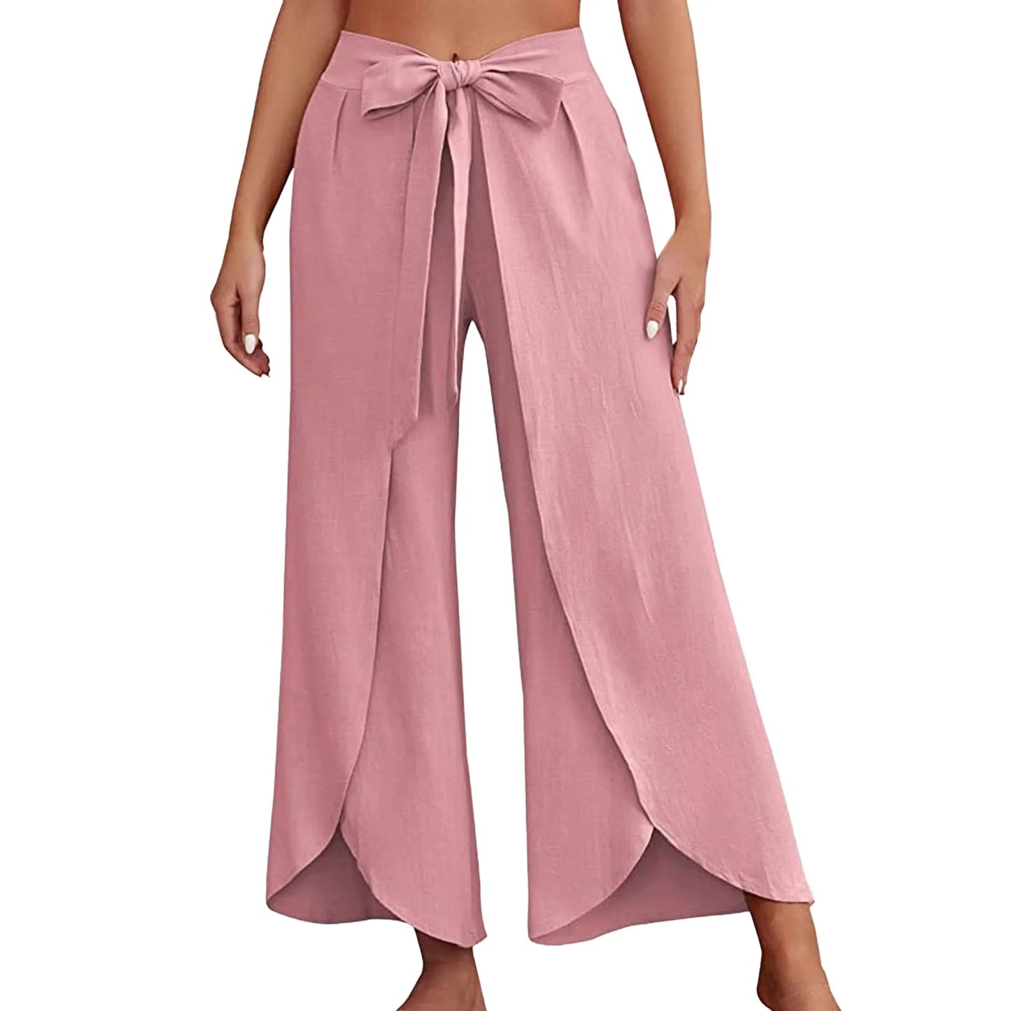 Womens Linen Wide Leg Flowy Bootcut Pants