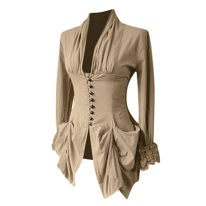 Gothic Shirt Medieval Stand Collar Ruffles Shirts