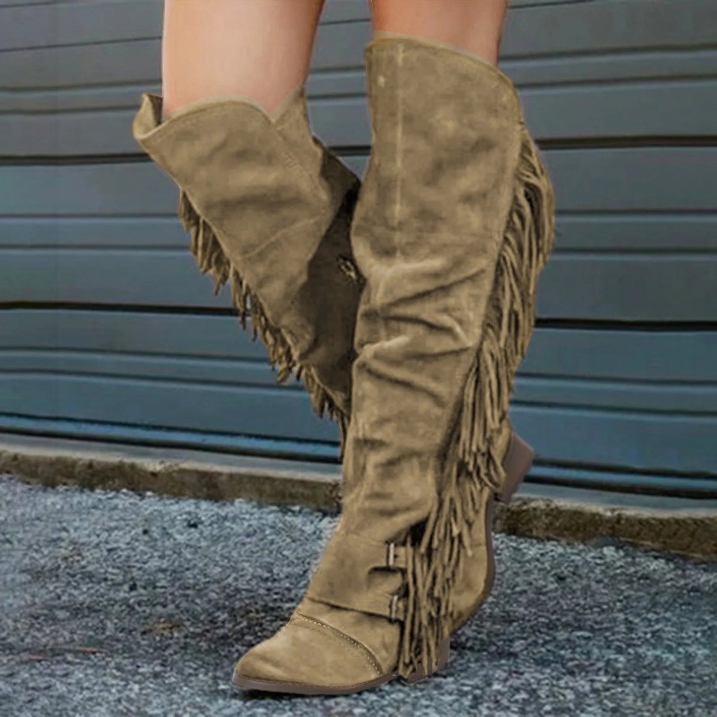 Women's Fringe Vintage Knee high Boot with Tassel