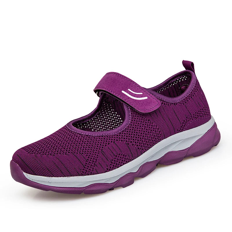 Summer Women Casual Flats Fabric Hoop & Loop Soft Comfy