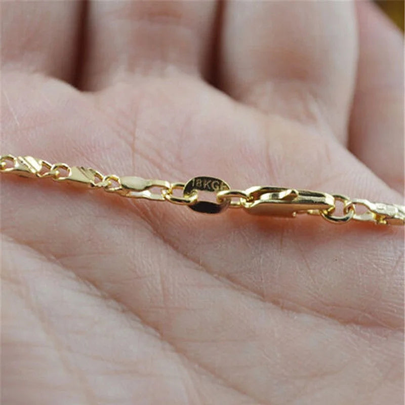 Exquisite Fashion 18K Gold Filled Necklace For Women Men Size 16-30 Inch