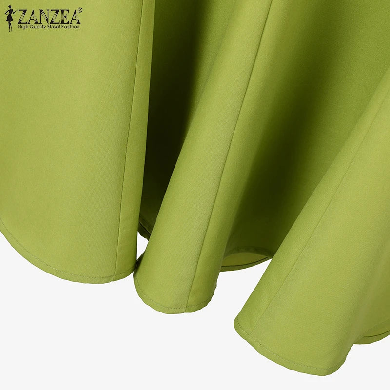 ZANZEA Fashion 2PCS Women Summer Dress Set Short Sleeve Blouse Sundress Casual Solid Outfits