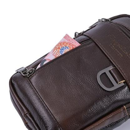 Men Stylish Crossbody Bag Waterproof Leather Retro Fanny Pack Lightweight Fashion.