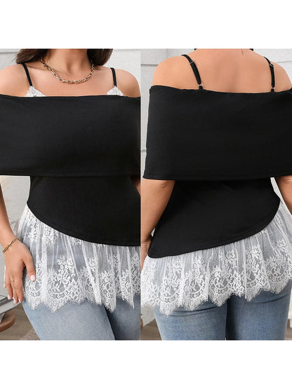 Women Plus Size T-Shirt V-Neck Short Sleeve Blouse Loose Fit Casual Top