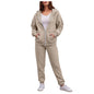 Women Long Sleeve Solid Color Hooded Sweatshirt and Pant