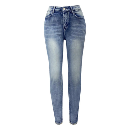 Female Clothing Slimming High Waisted Distressed Jeans