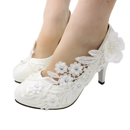 White Flower Pumps New Arrival Women's Shoes