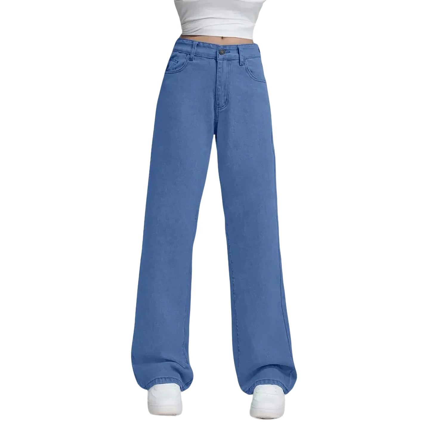 Ladies' High Waisted Straight Leg Pants Loose Casual