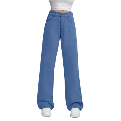 Ladies' High Waisted Straight Leg Pants Loose Casual