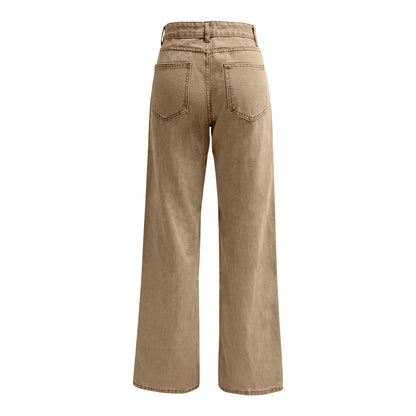 Ladies' High Waisted Straight Leg Pants Loose Casual