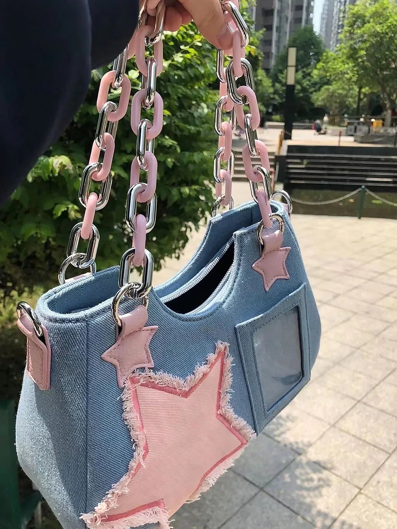 Fashion Shoulder Star Denim Bag