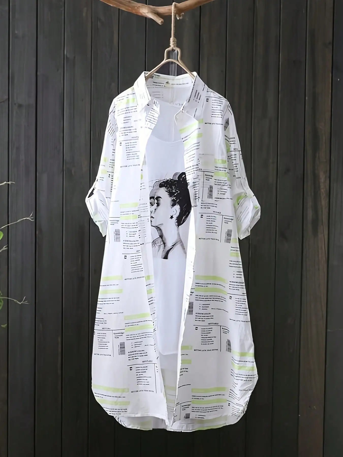 Plus Size Letter Print Shirt Oversized Casual Long Sleeve Top