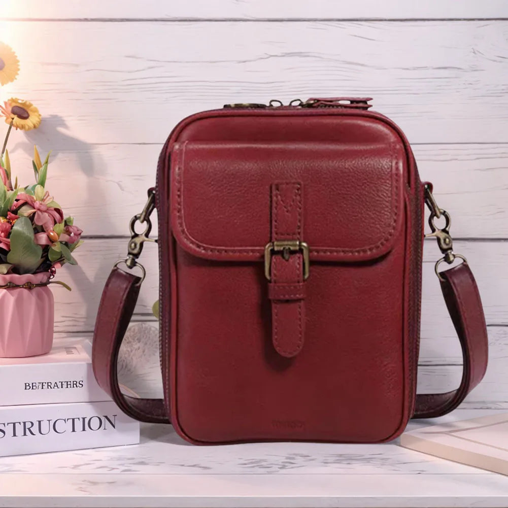Leather Small Crossbody Cell Phone Bag & Adjustable Removable Strap