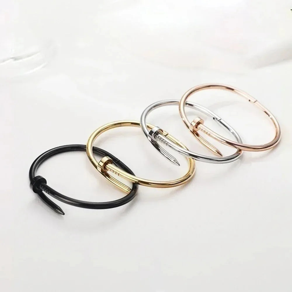 Stainless Streel Gold Silver Solid Metalic Bangle Cuff