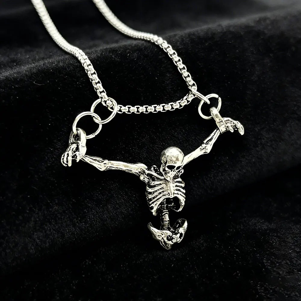 1Pc Punk Style Fashion Skull Necklace