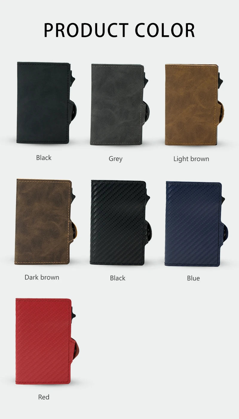 CASEKEY Top Quality Leather Cash Clip Wallet RFID NFC Protection Pop Up Metal Card Holder Case