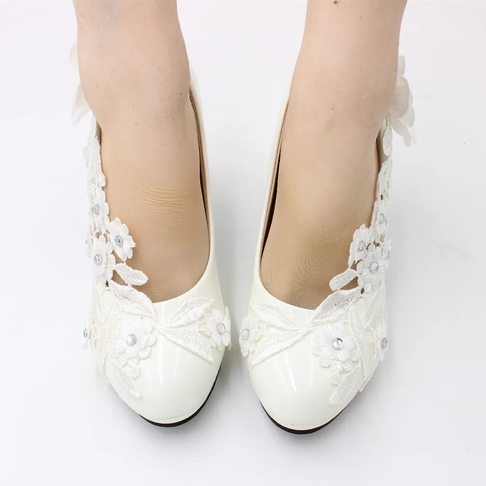 White Flower Pumps New Arrival Women's Shoes