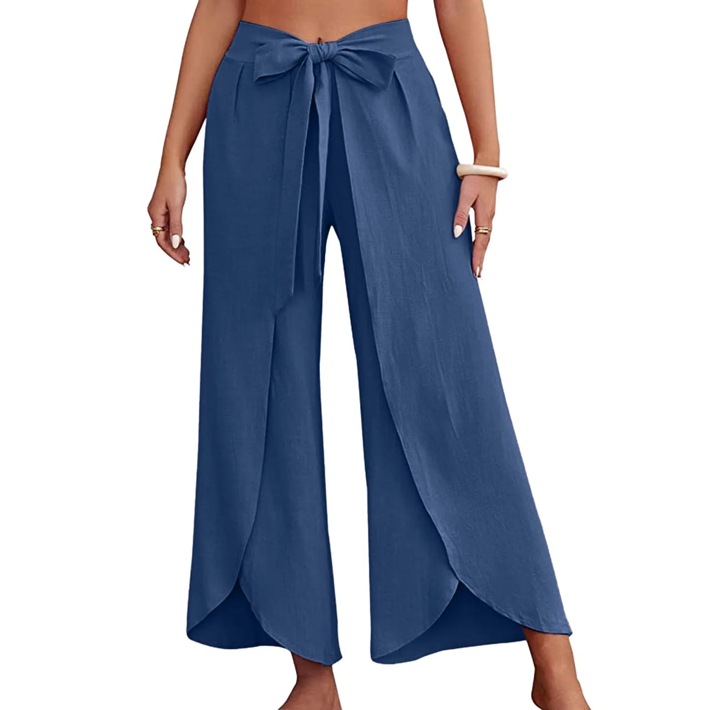 Womens Linen Wide Leg Flowy Bootcut Pants