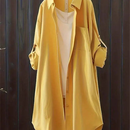 Casual Loose fitting Linen Long Shirts Women Plus Size Tops