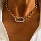 1 Pc Gold Oval Buckle Necklace, Unique And Exquisite In Style,