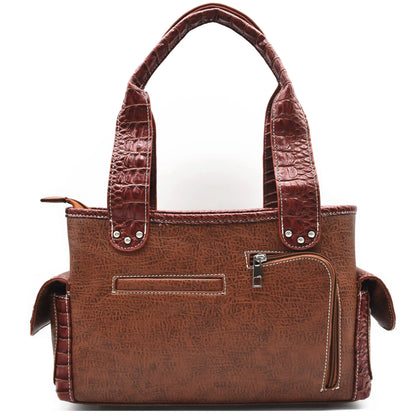 Western Style Cowgirl Woven Fringe Crocodile Gorgeous Purse Conchos Women Handbag Shoulder Bags Wallet Set