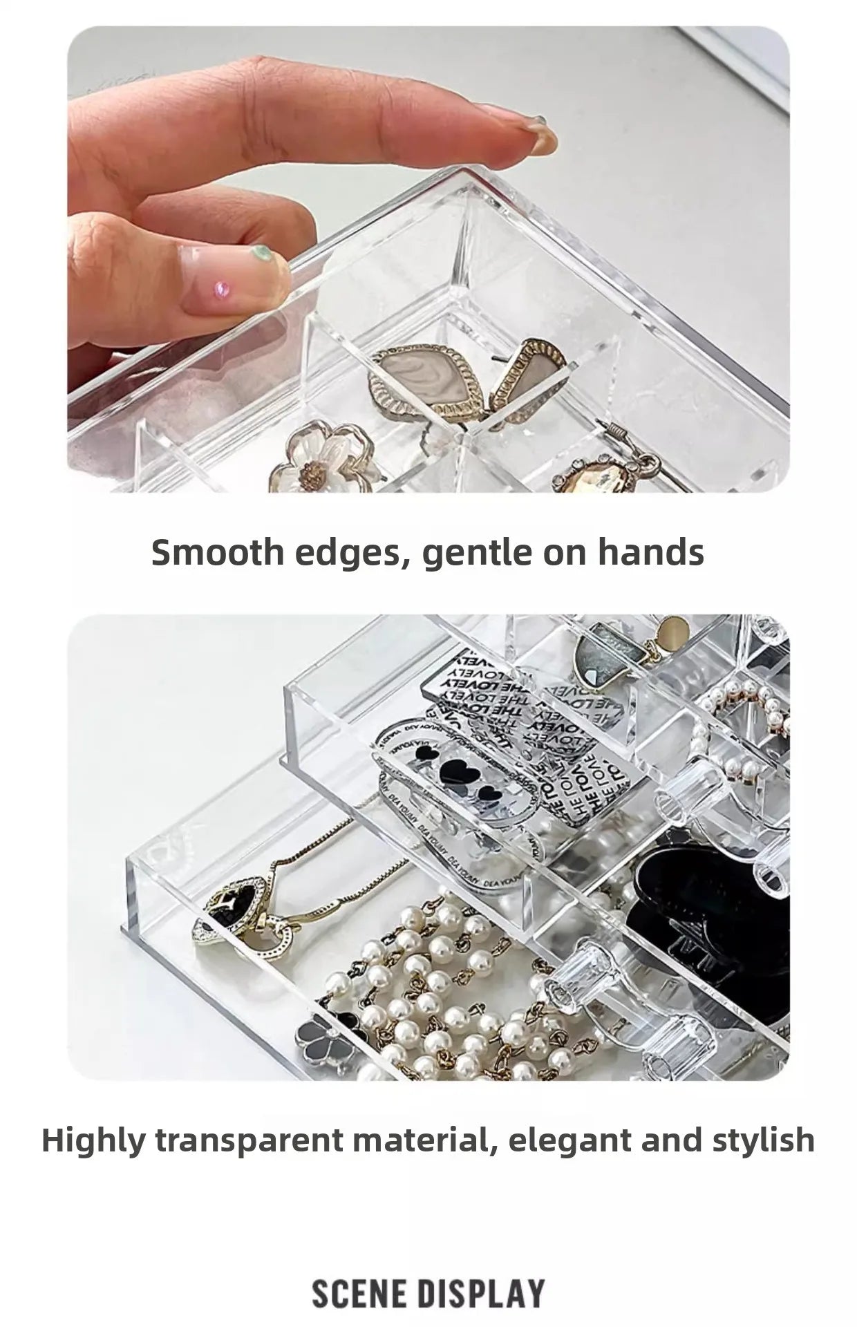 Large Capacity Multi-Layer Desktop Drawer Style Jewelry Box Earring Ring