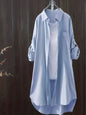Casual Loose fitting Linen Long Shirts Women Plus Size Tops